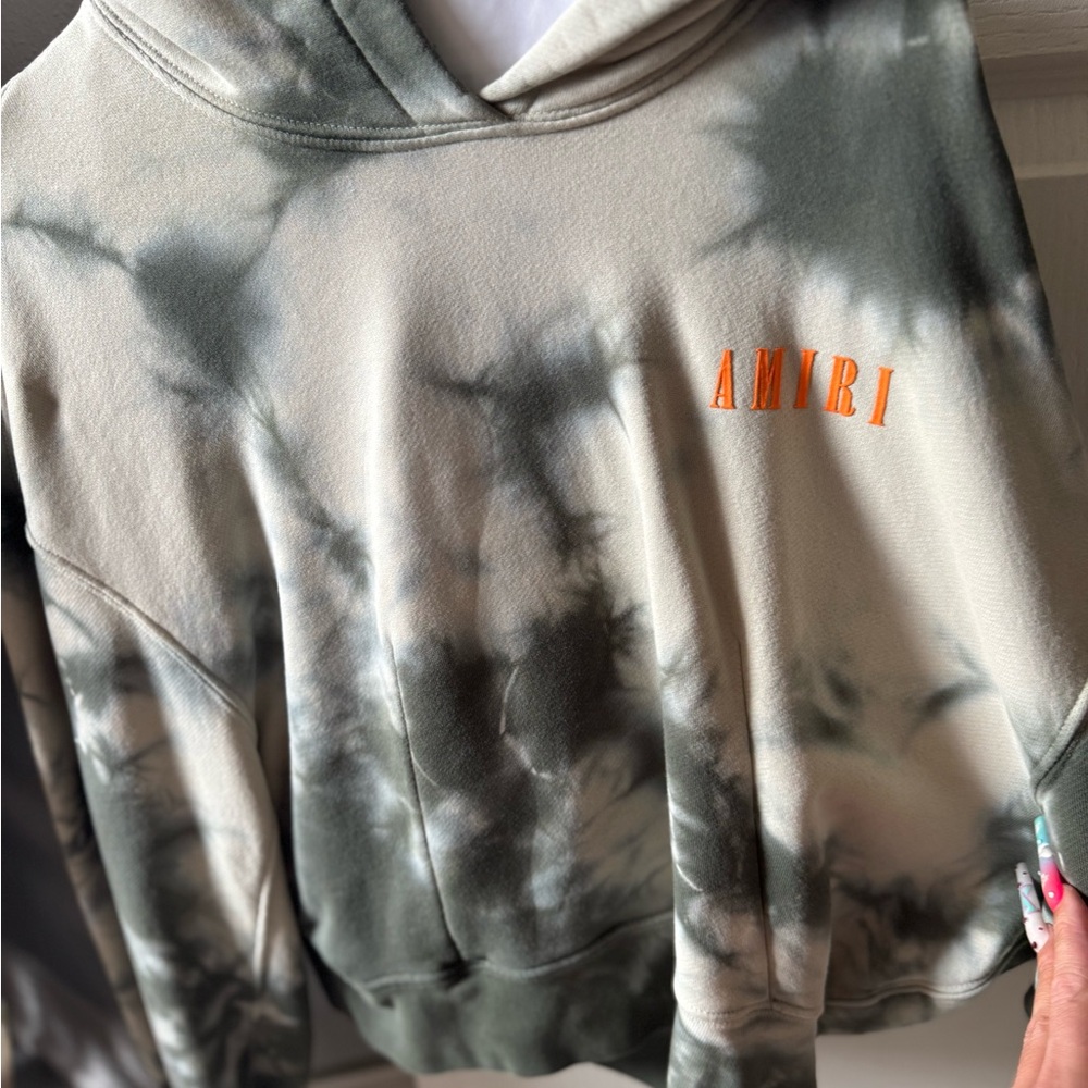 AMIRI Gray and Cream Tie-Dye Hoodie worn once perfect condition